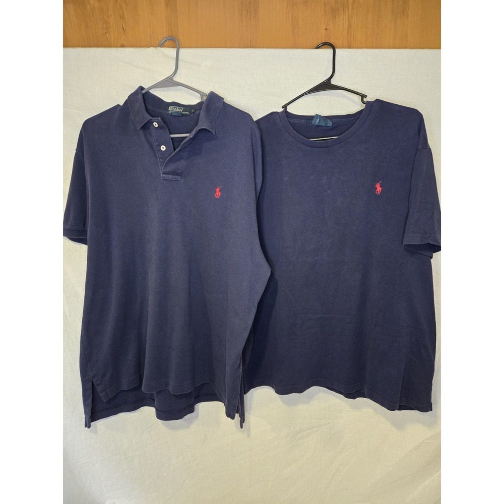 Polo Ralph Lauren Mens Navy Blue Polo and T-Shirt Bundle Size Large 2 Pack
